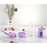 Maxbell 380ml USB Electric Fruit Juicer Smoothie Maker Juice Cup Purple 6 Blades