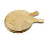 Max Round Oak Pizza Wood Tray Bread Serving Board With Handle 8 Sizes 11 inch