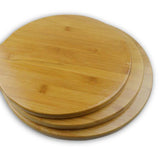 Max Bamboo Pizza Serving Tray Round Cutting Board Pan Kitchen Tool 9 inches