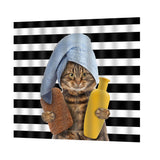 Maxbell Polyester Bath Shower Curtain with 12 Hooks Bathroom Decor Cat