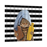 Maxbell Polyester Bath Shower Curtain with 12 Hooks Bathroom Decor Cat