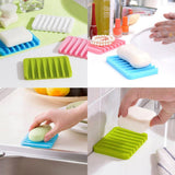 Maxbell Silicone Comb Soap Tray Anti-slip Drain Dishes Rack For Bathroom Red
