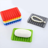 Maxbell Silicone Comb Soap Tray Anti-slip Drain Dishes Rack For Bathroom Red