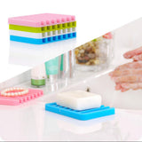 Maxbell Silicone Comb Soap Tray Anti-slip Drain Dishes Rack For Bathroom Red