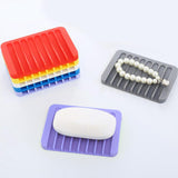 Maxbell Silicone Comb Soap Tray Anti-slip Drain Dishes Rack For Bathroom Purple