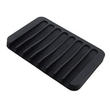 Silicone Comb Soap Tray Anti-slip Drain Dishes Rack For Bathroom Black