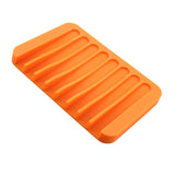 Silicone Comb Soap Tray Anti-slip Drain Dishes Rack For Bathroom Orange