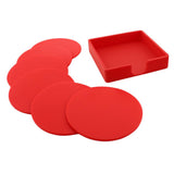 Maxbell  9.8cm Round Silicone Coaster Cup Holder Glass Cushion Tableware Red