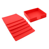 Maxbell  Square Drinks Coaster Silicone Cup Tea Mat Holder Mug Glasses Set Red