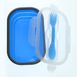 Maxbell Silicone Plastic Lunch Box Picnic Bento Container  Food Storage Box Blue