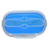 Maxbell Silicone Plastic Lunch Box Picnic Bento Container  Food Storage Box Blue