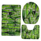 Maxbell 3 Pieces Floral Print Toilet Lid Cover Non Slip Bathmat Bathroom Rug #4