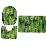 Maxbell 3 Pieces Floral Print Toilet Lid Cover Non Slip Bathmat Bathroom Rug #4