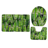 Maxbell 3 Pieces Floral Print Toilet Lid Cover Non Slip Bathmat Bathroom Rug #4