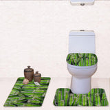 Maxbell 3 Pieces Floral Print Toilet Lid Cover Non Slip Bathmat Bathroom Rug #4