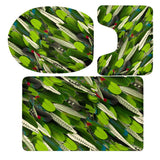 Maxbell 3 Pieces Floral Print Toilet Lid Cover Non Slip Bathmat Bathroom Rug #5