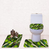 Maxbell 3 Pieces Floral Print Toilet Lid Cover Non Slip Bathmat Bathroom Rug #5