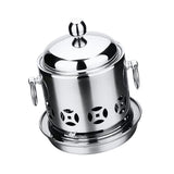 Maxbell Stainless Steel Shabu Shabu Cookware Hot Pot With Alcohol Burner Lid Silver