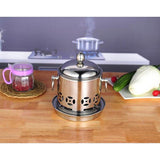 Maxbell Stainless Steel Shabu Shabu Cookware Hot Pot With Alcohol Burner Lid Silver