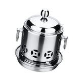 Maxbell Stainless Steel Shabu Shabu Cookware Hot Pot With Alcohol Burner Lid Silver