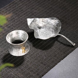 Maxbell Pure Tin Tea Filter Strainer Leaf Shaped Kung Fu Tea Tool Tortoise base