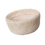 Maxbell Bamboo Weaving Flower Basket Round Storage Baskets for Living Room White-S