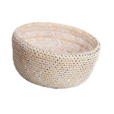 Maxbell Bamboo Weaving Flower Basket Round Storage Baskets for Living Room White-S