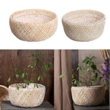 Maxbell Bamboo Weaving Flower Basket Round Storage Baskets for Living Room White-S