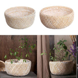 Maxbell Bamboo Weaving Flower Basket Round Storage Baskets for Living Room White-S