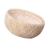 Maxbell Bamboo Weaving Flower Basket Round Storage Baskets for Living Room White-M