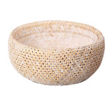 Maxbell Bamboo Weaving Flower Basket Round Storage Baskets for Living Room White-M