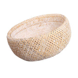 Maxbell Bamboo Weaving Flower Basket Round Storage Baskets for Living Room White-M