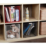 Maxbell Foldable Home Storage Organizing Metal Wire Baskets Bins with Handles Red