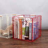 Maxbell Foldable Home Storage Organizing Metal Wire Baskets Bins with Handles Red