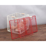 Maxbell Foldable Home Storage Organizing Metal Wire Baskets Bins with Handles Red