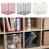 Maxbell Foldable Home Storage Organizing Metal Wire Baskets Bins with Handles Red