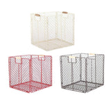 Maxbell Foldable Home Storage Organizing Metal Wire Baskets Bins with Handles Red