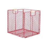 Maxbell Foldable Home Storage Organizing Metal Wire Baskets Bins with Handles Red