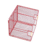 Maxbell Foldable Home Storage Organizing Metal Wire Baskets Bins with Handles Red