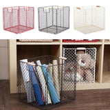 Maxbell Foldable Home Storage Organizing Metal Wire Baskets Bins with Handles Red