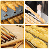 Maxbell  Perforated Baguette Pan French Bread Tray Wave Loaf Mold Silver 3 Gutters