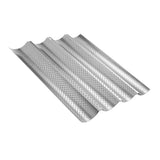 Maxbell  Perforated Baguette Pan French Bread Tray Wave Loaf Mold Silver 4 Gutters