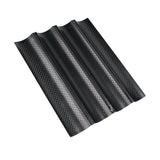 Maxbell  Perforated Baguette Pan French Bread Tray Wave Loaf Mold Black 4 Gutters
