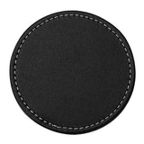 Maxbell  PU Leather Table Drink Cup Mat Coasters with Stitching Thread Black Round