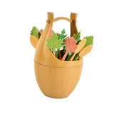 Maxbell 16pcs Green Biodegradable Wheat Straw Leaves Fruit Fork Set Party Brown