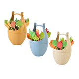 Maxbell 16pcs Green Biodegradable Wheat Straw Leaves Fruit Fork Set Party Brown