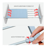 Max Expandable Shelf Closet Organizer Storage Adjustable Rack Rod Blue 38-55cm