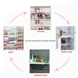 Max Expandable Shelf Closet Organizer Storage Adjustable Rack Rod Blue 38-55cm