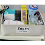 Maxbell 3 Grids Underwear Storage Box Container Cloth Organizer Cube Basket  Brown