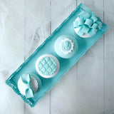 Maxbell Rectangular Serving Plate Cupcake Cake Dish Tray Kitchen Platter Blue